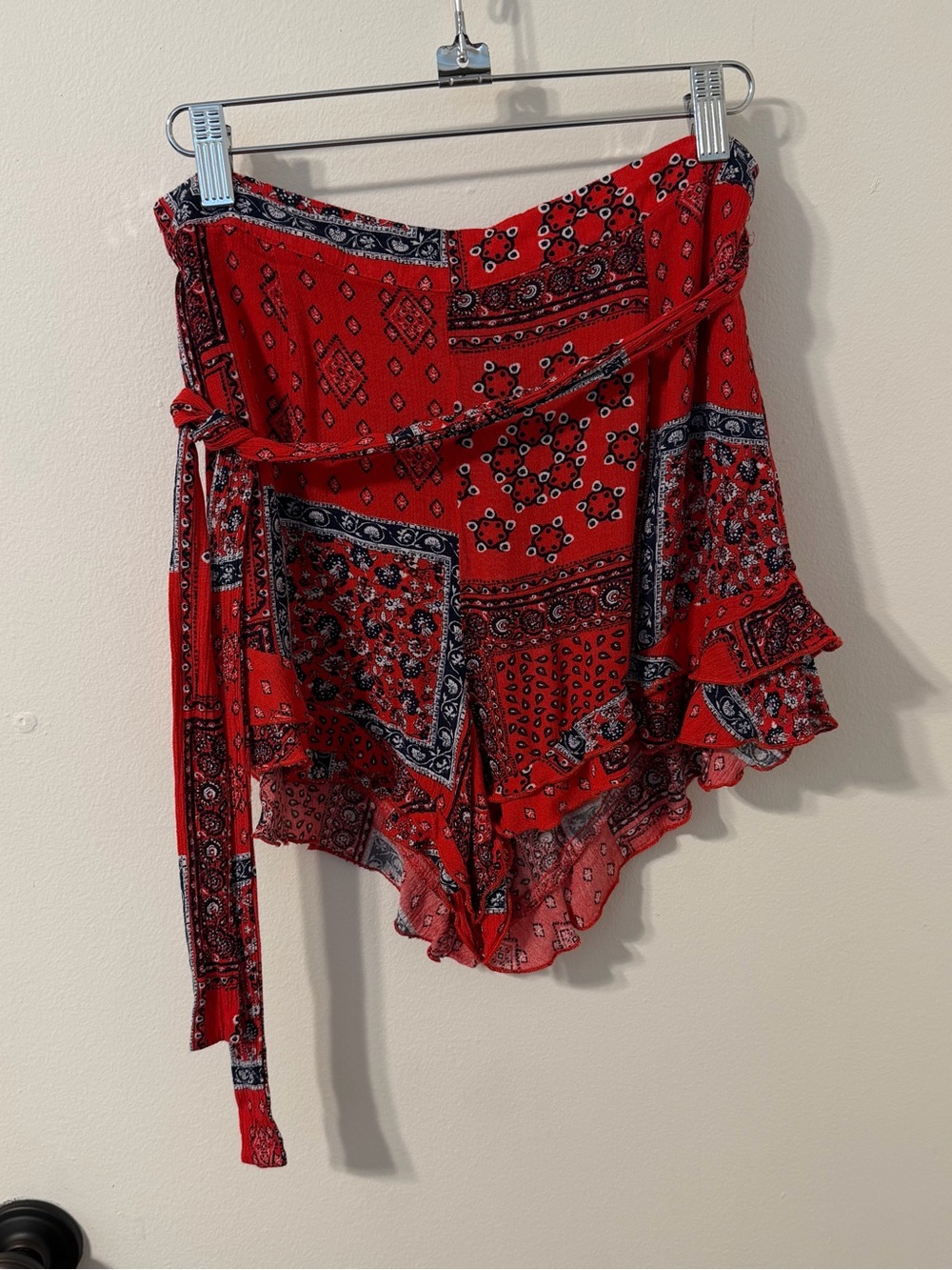 Blue Rain Red Bandana-Print Shorts